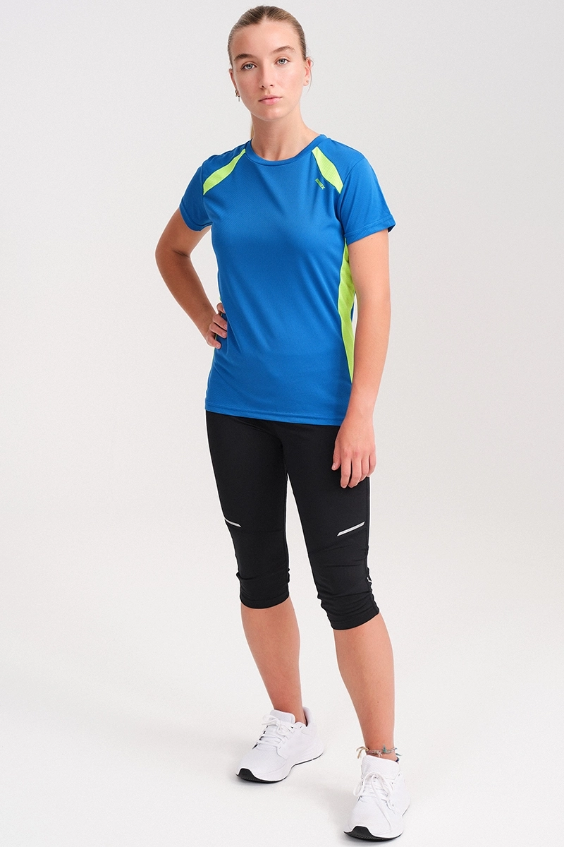 Camiseta Manga Corta Wave Azul El Ctrico Mujer P