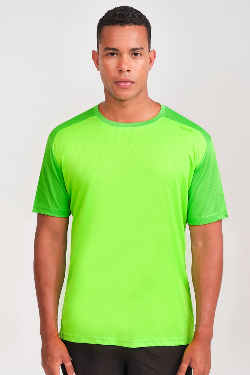 Camiseta Running Manga Corta Hombre Edel Verde Fl Or