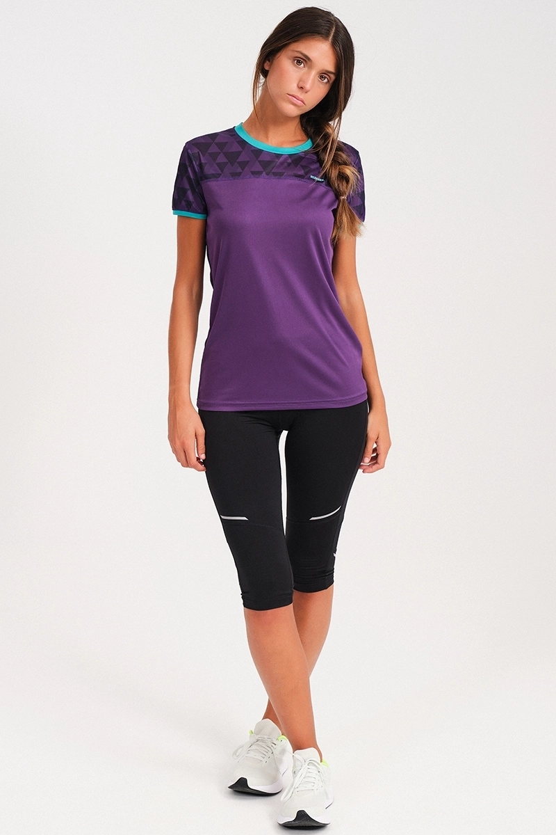 Camiseta Manga Corta Sky Mujer Deep Purple Con Turquesa P